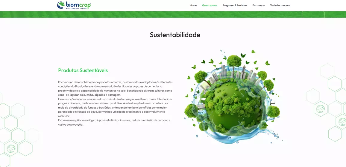 Website Biomcrop - sustentabilidade